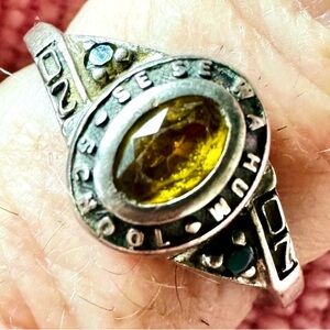 Antique Silver Ring with Yellow Gemstone